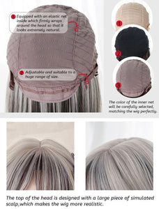 Short Silver & Black with Bangs Synthetic Wig!